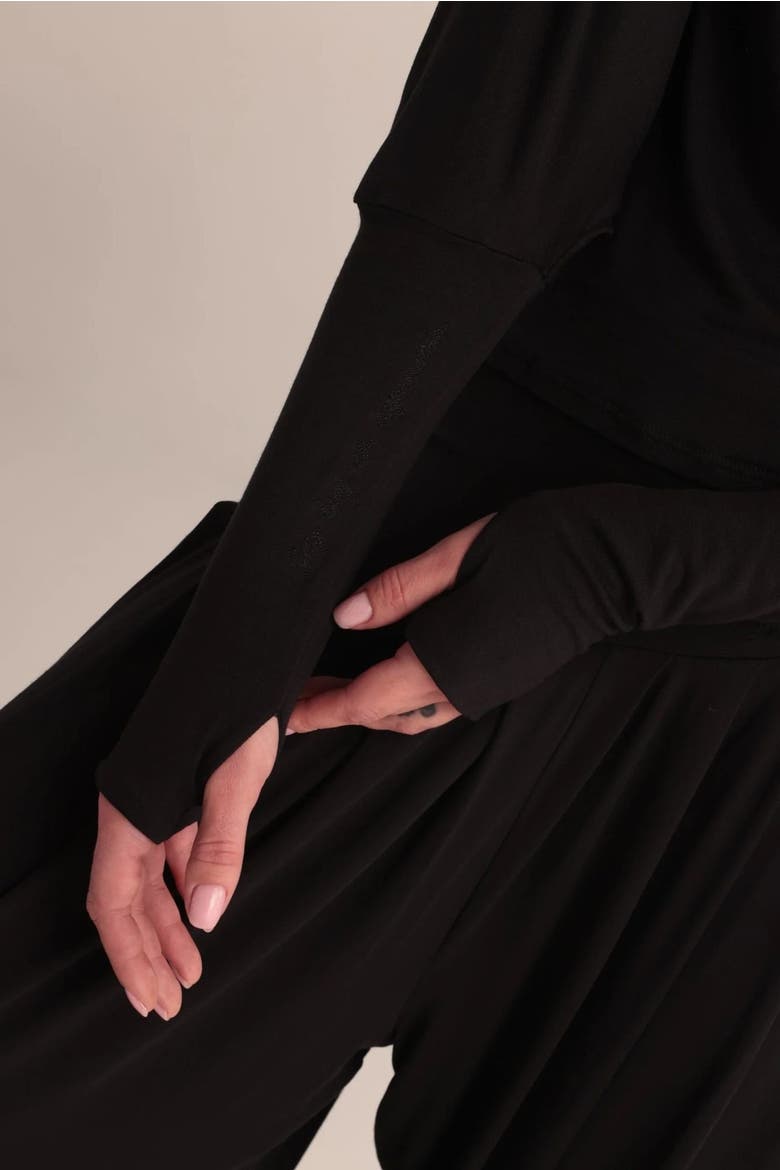 Stellar Asymmetric Drape Top, Alternate, color, Black