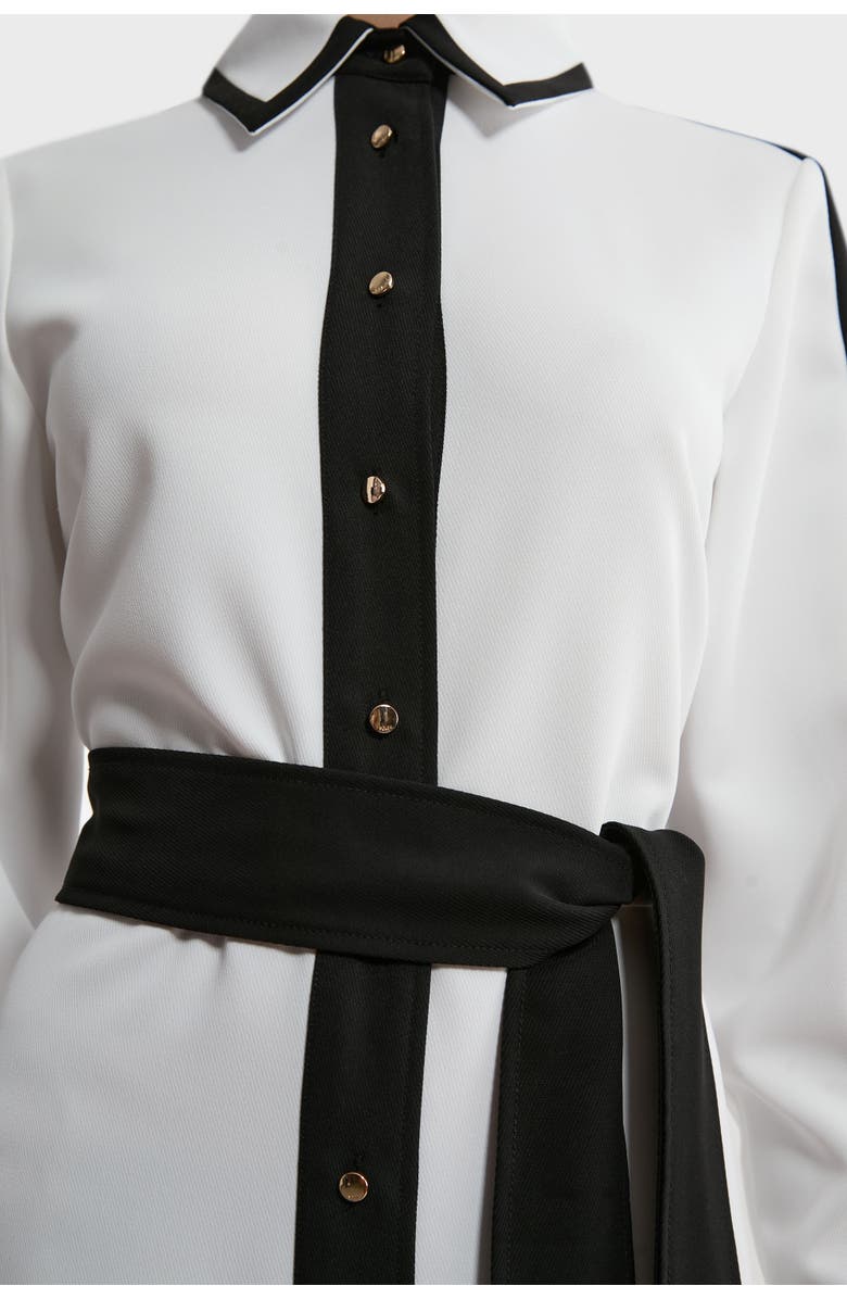 Karen Millen Petite Belted Midi Shirt Dress, Alternate, color, Ivory