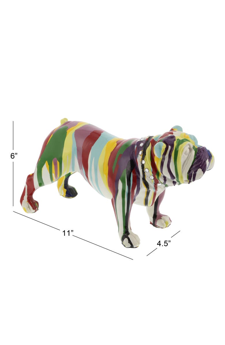 Novogratz Multicolored Polystone Graffiti Bulldog Sculpture, Alternate, color,