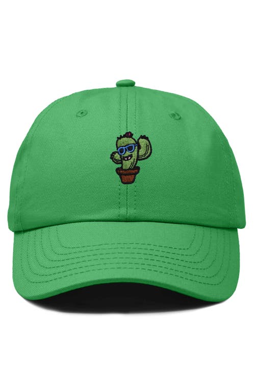 Dalix Cactus Embroidered Casual Cap In Kelly Green