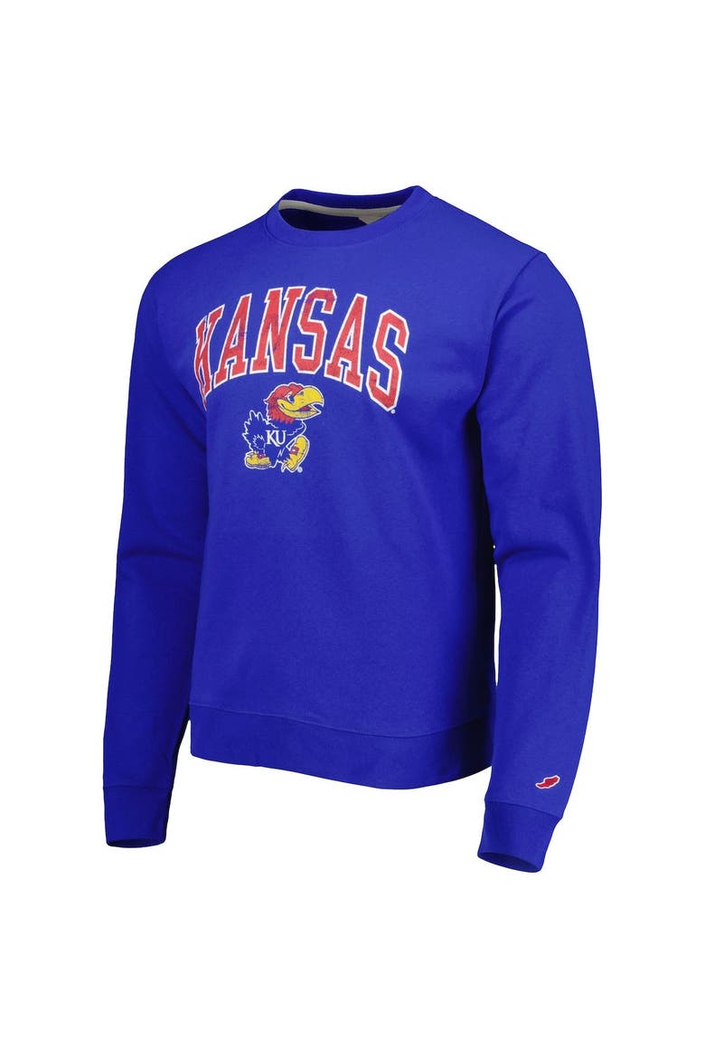 Men's League Collegiate Wear Royal Kansas Jayhawks 1965 Arch Essential Lightweight Pullover Sweatshirt, Alternate, color, Royal