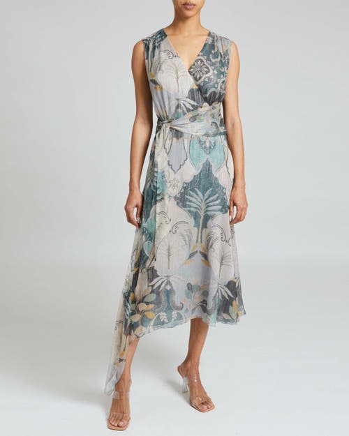 Santorelli Velia Faux Wrap Dress In Indigo Multi