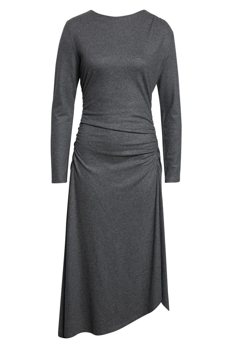 Theodora Ruched Long Sleeve Midi Dress, Alternate, color, MEDIUM HEATHER GREY