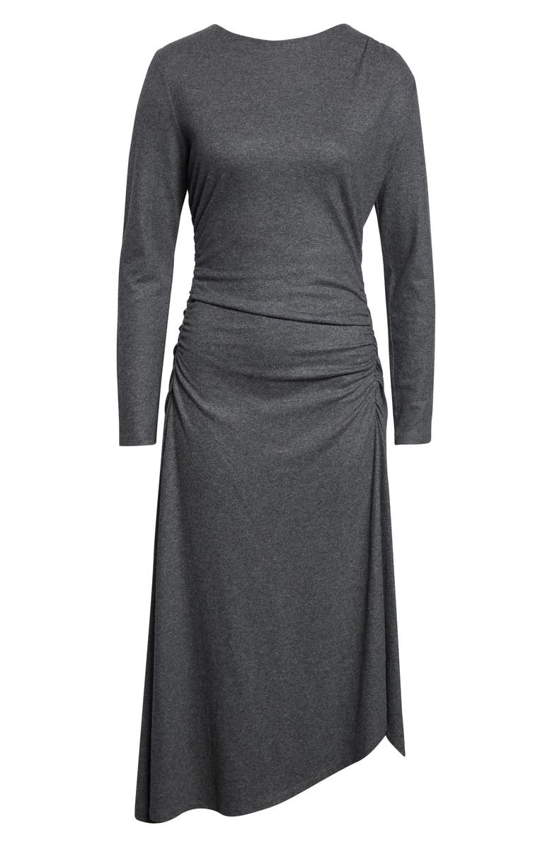 Veronica Beard Theodora Ruched Long Sleeve Midi Dress, Alternate, color, Medium Heather Grey