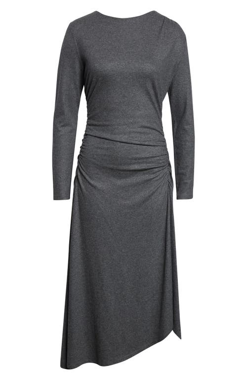 Veronica Beard Theodora Ruched Long Sleeve Midi Dress In Gray