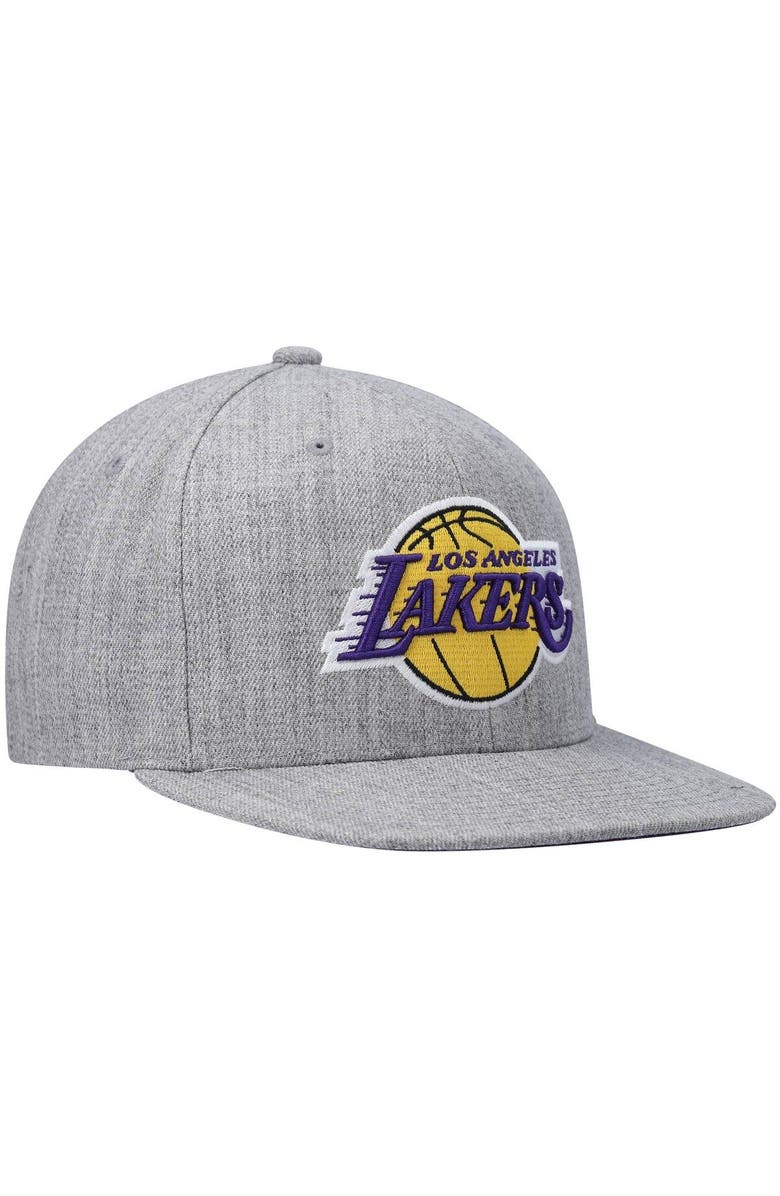 Mitchell & Ness Men's Mitchell & Ness Heathered Gray Los Angeles Lakers 2.0 Snapback Hat, Alternate, color, Heather Gray