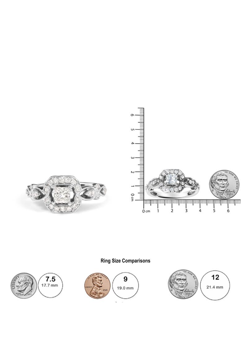 14K White Gold Diamond 3/4 Cttw Diamond Halo Style and Woven Shank Engagement Ring, Alternate, color, White