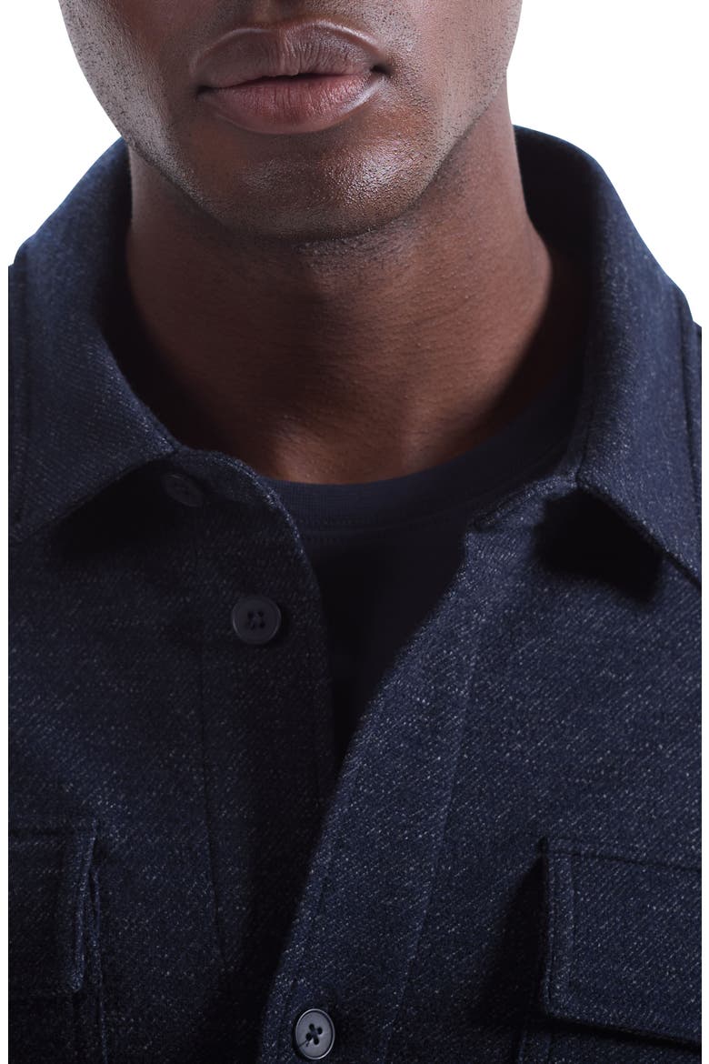 Slub Knit Wool & Cotton Button-Up Shirt Jacket, Alternate, color, NAVY