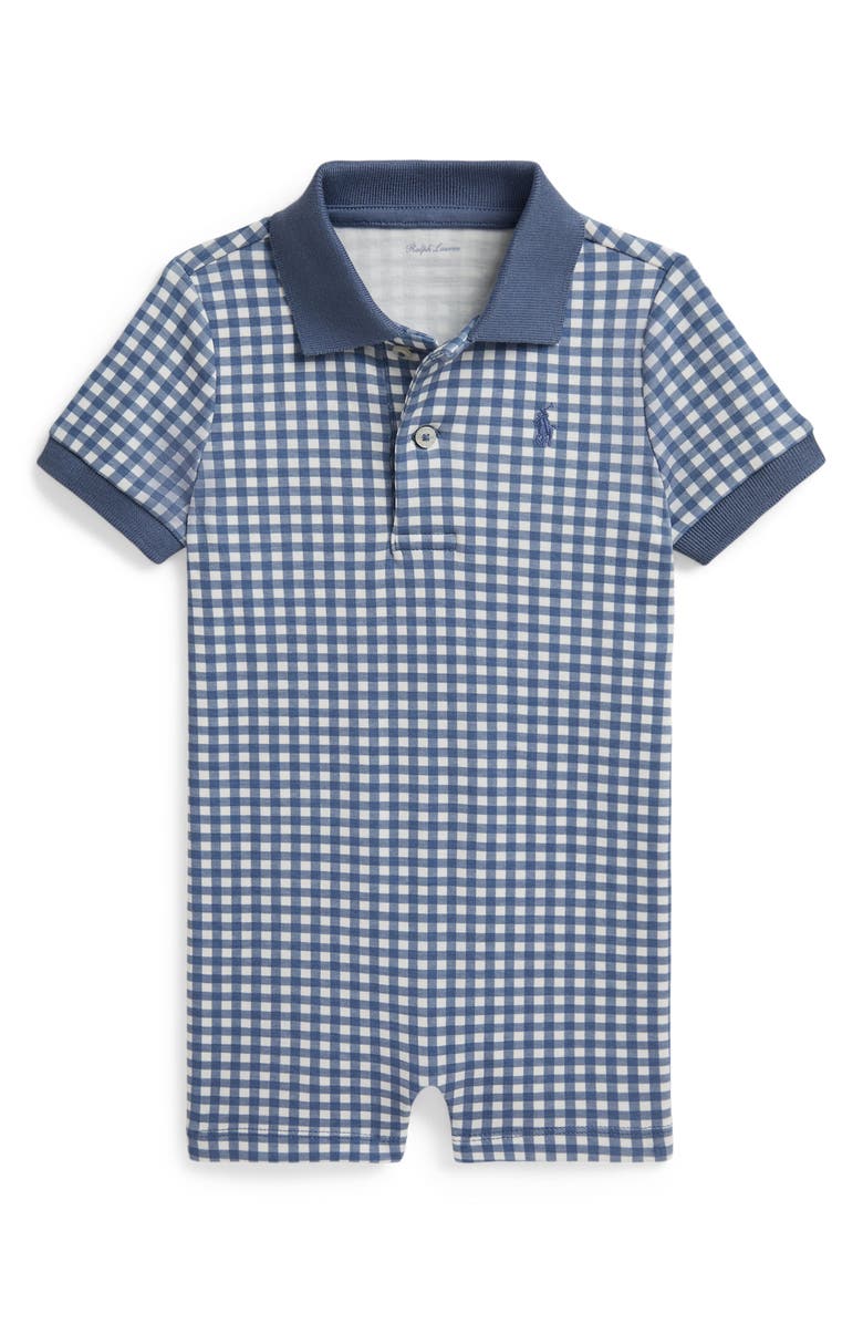 Ralph Lauren Gingham Cotton Polo Shortall, Main, color, Baby Gingham