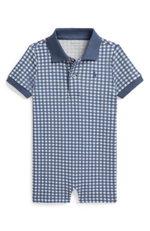 Gingham Cotton Polo Shortall (Baby)