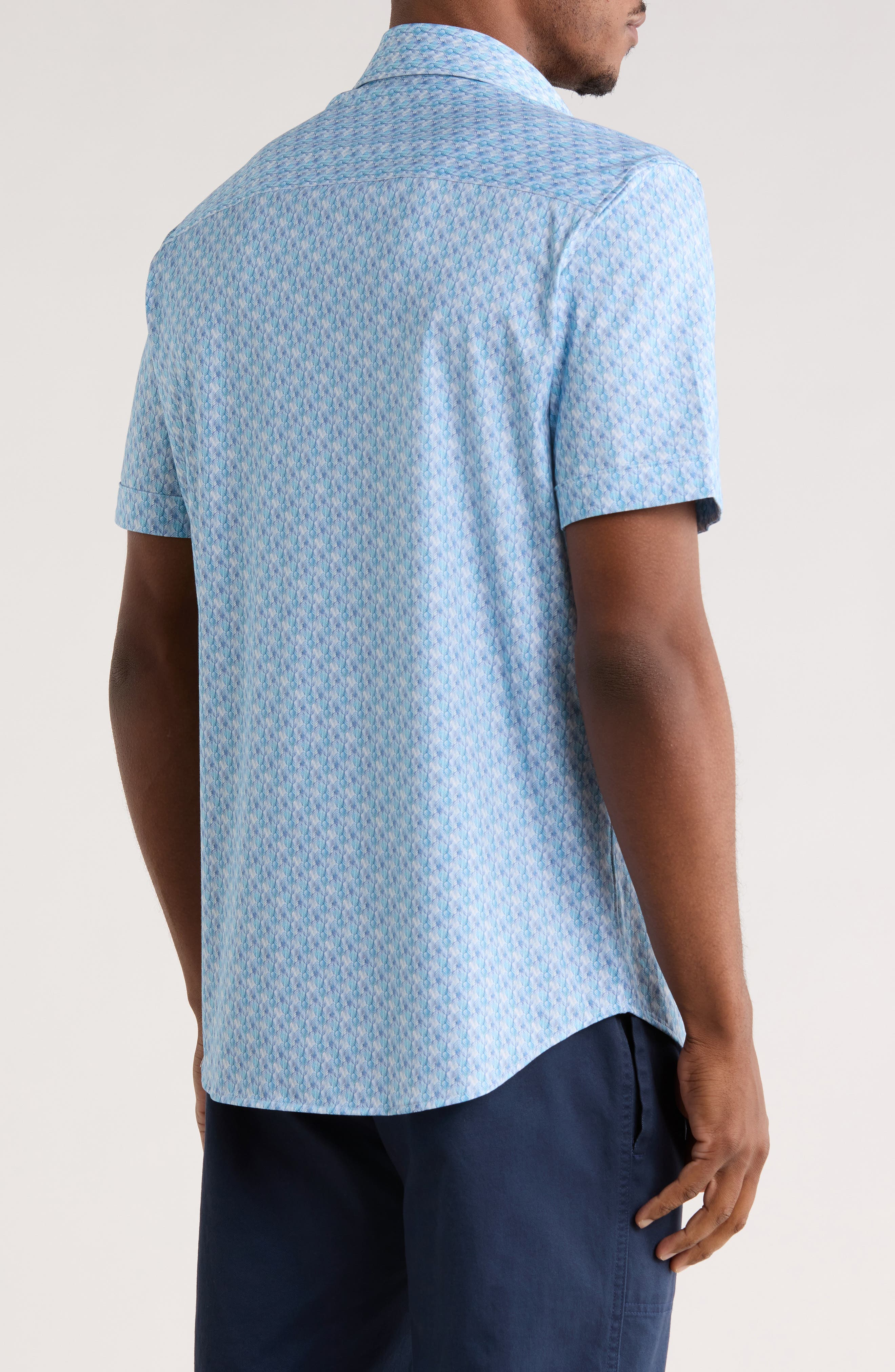 Geometric Short Sleeve Woven Button-Up Shirt - image 2