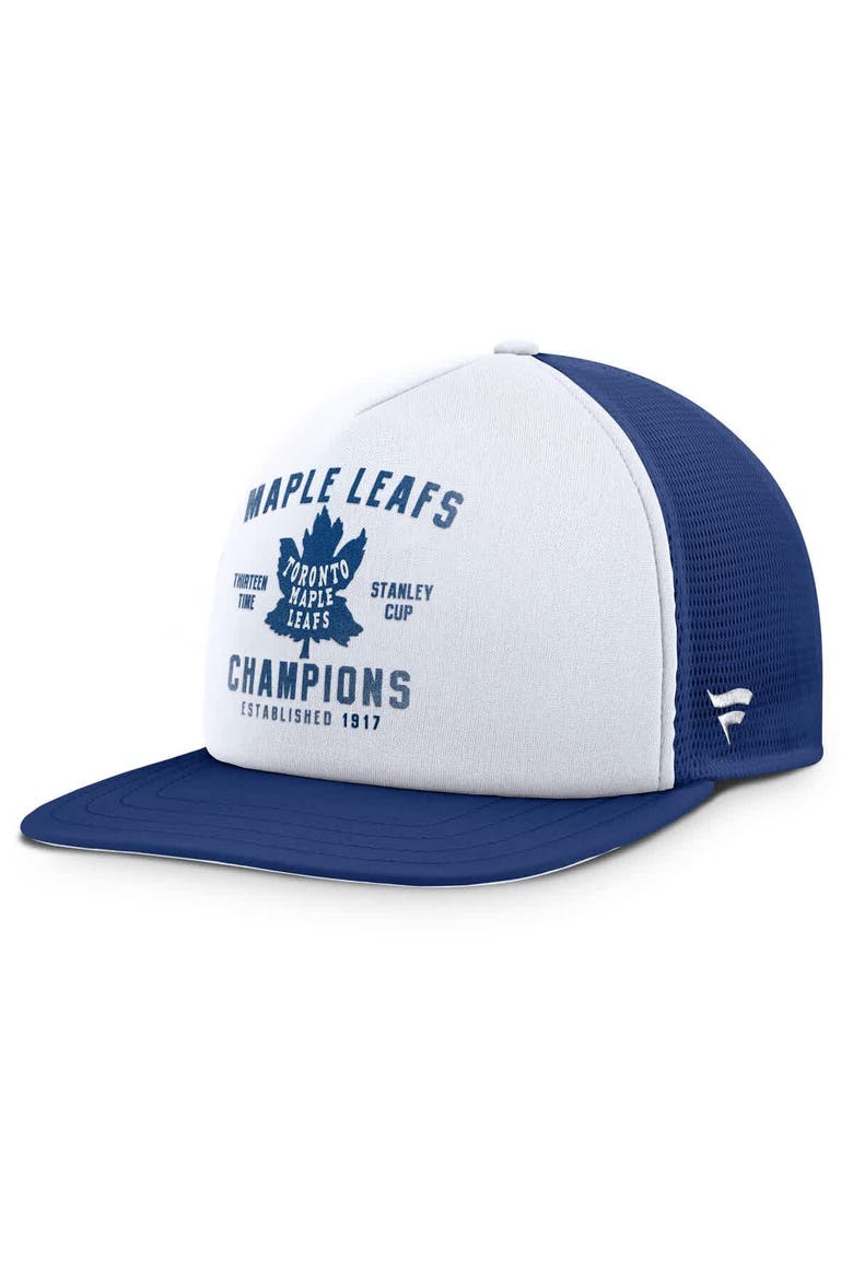 Men's Fanatics White/Blue Toronto Maple Leafs Decades Collection Foam Front Snapback Hat, Main, color, White