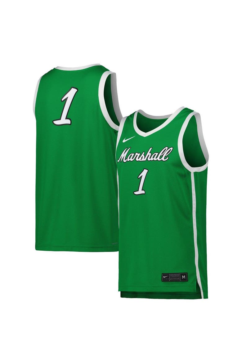 Men's Nike #1 Kelly Green Marshall Thundering Herd Replica Basketball Jersey, Main, color, Kelly Green