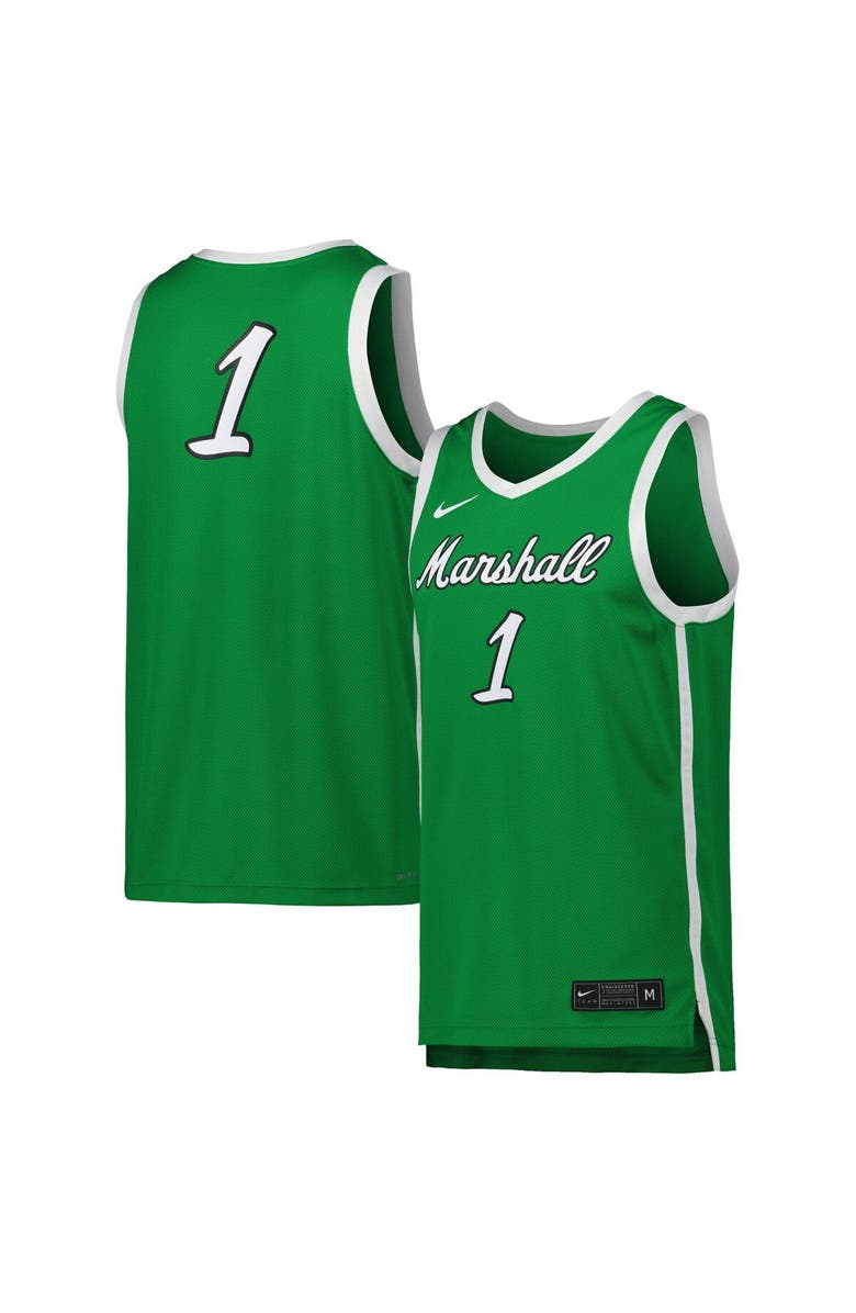 Nike Men's Nike #1 Kelly Green Marshall Thundering Herd Replica Basketball Jersey, Main, color, Kelly Green
