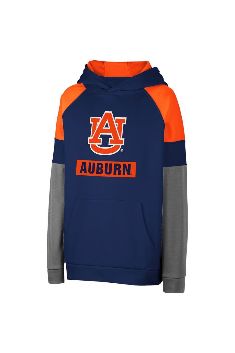 Youth Colosseum Navy Auburn Tigers Colorblocked Raglan Pullover Hoodie, Alternate, color, Navy
