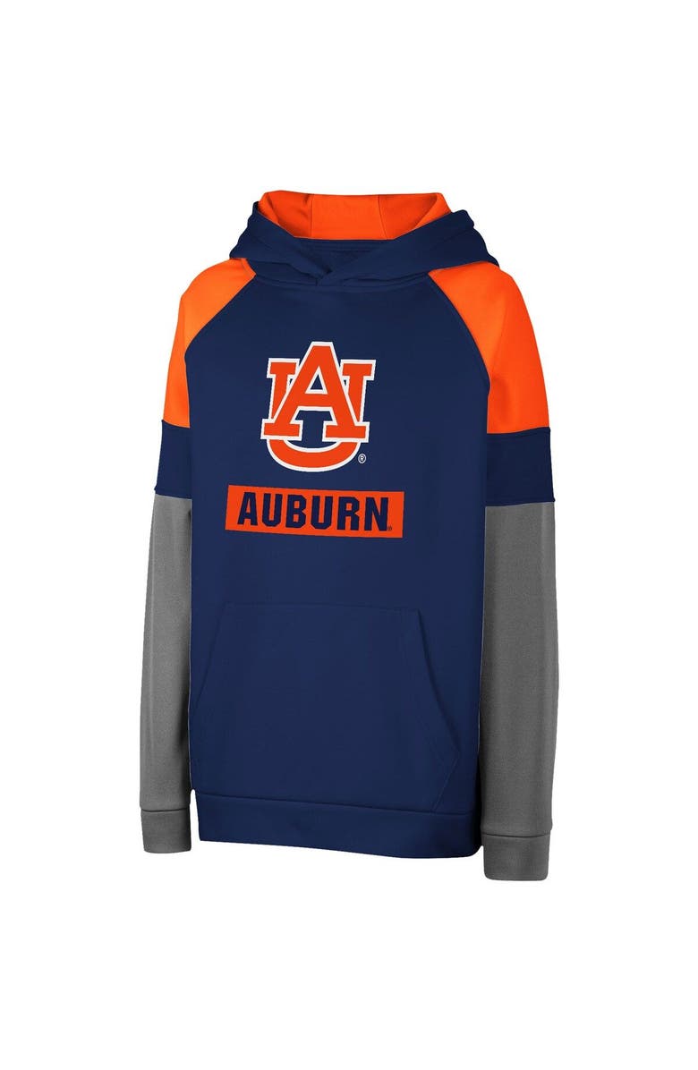COLOSSEUM Youth Colosseum Navy Auburn Tigers Colorblocked Raglan Pullover Hoodie, Alternate, color, 