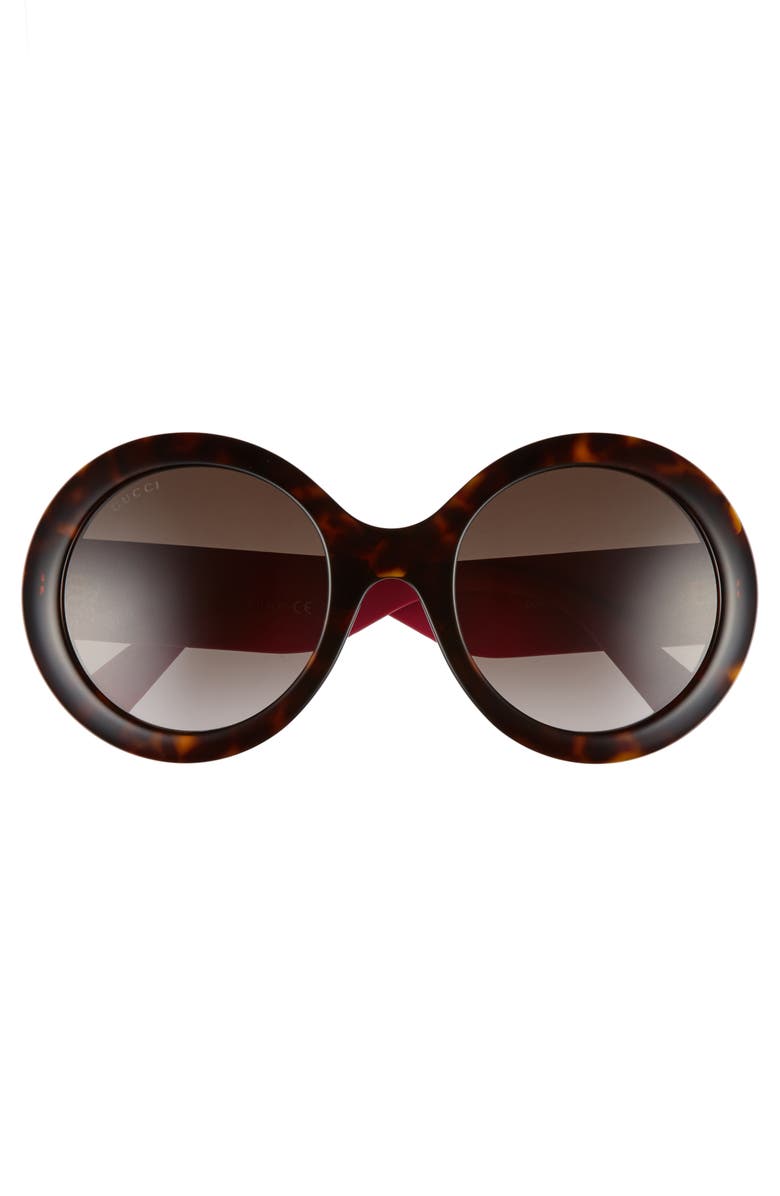 Gucci 53mm Round Sunglasses, Alternate, color, Havana/ Brown