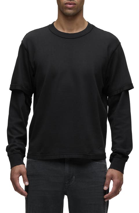 Hybrid Layered Long Sleeve Cotton T-Shirt