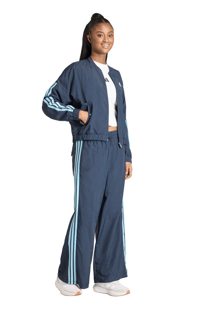 adidas 3-Stripes Windbreaker Bomber Jacket, Alternate, color, Night Navy/ Icey Blue