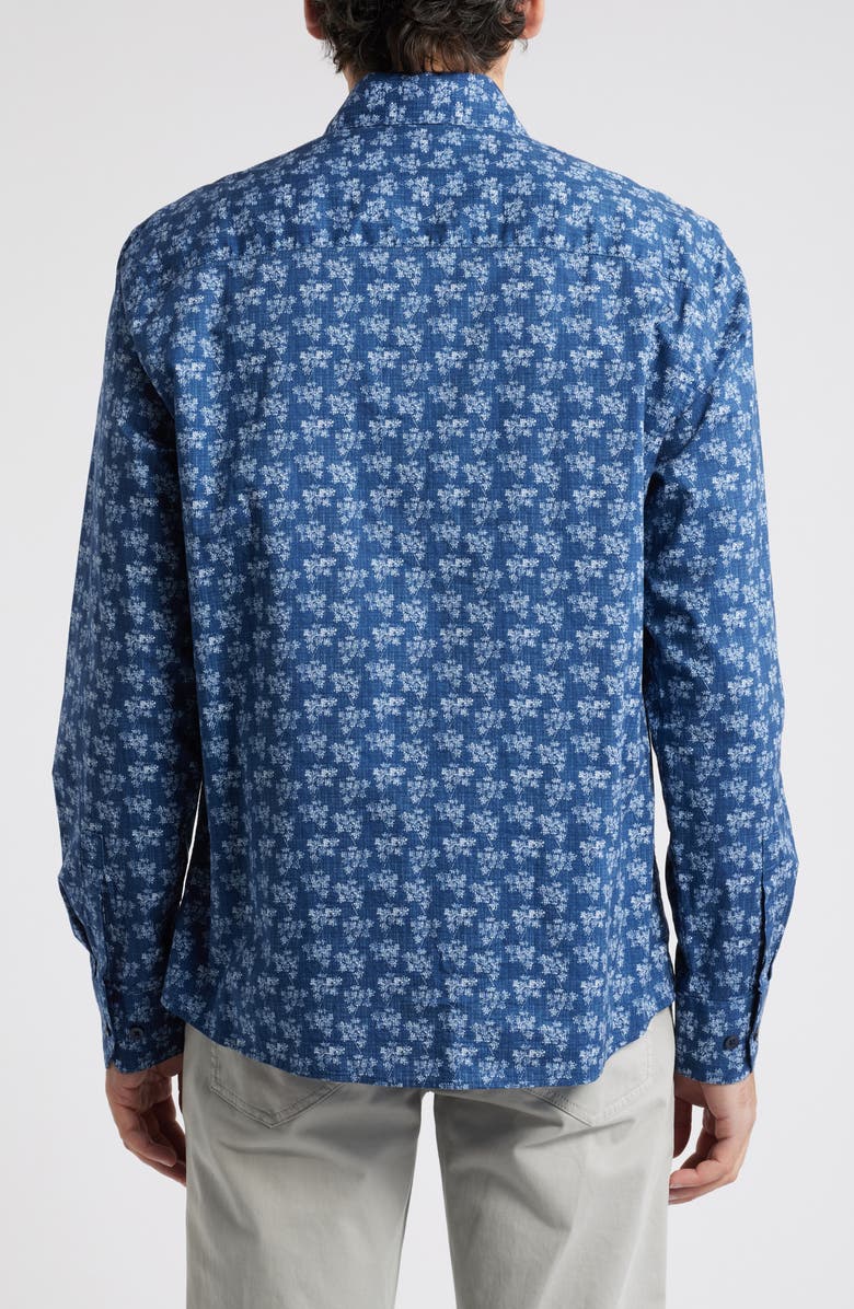 Robert Barakett Morgan Floral Print Cotton Shirt, Alternate, color, Blue