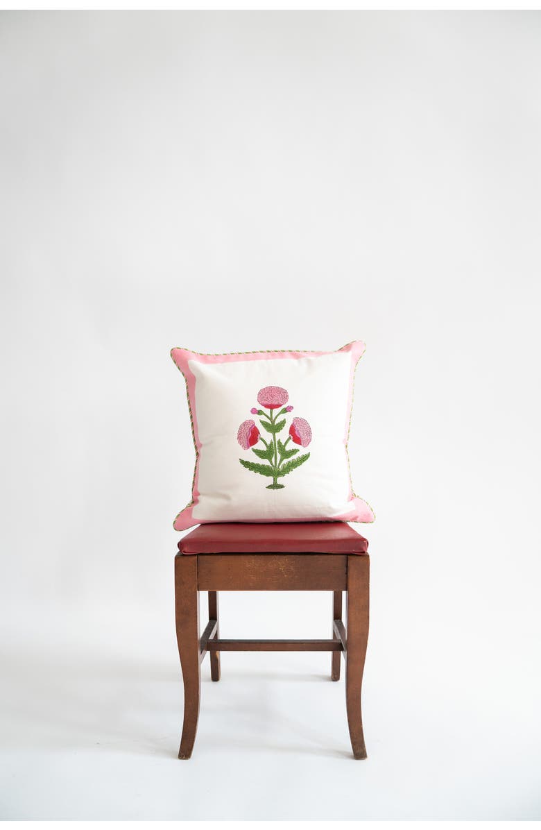 Inner Child Pink Poppy Blockprint Pillow - Cover Only, Alternate, color, Pink Poppy