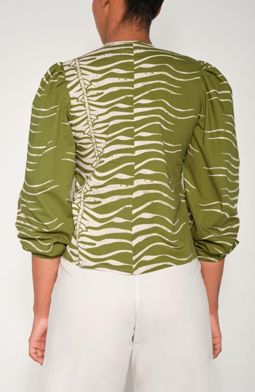 The Lulo Project Tulum Snakeskin Print Cotton Top In Green
