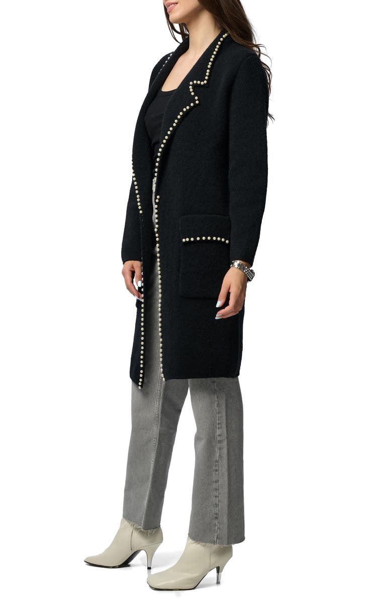 SAACHI Faux Pearl Cardigan Jacket, Alternate, color, Black