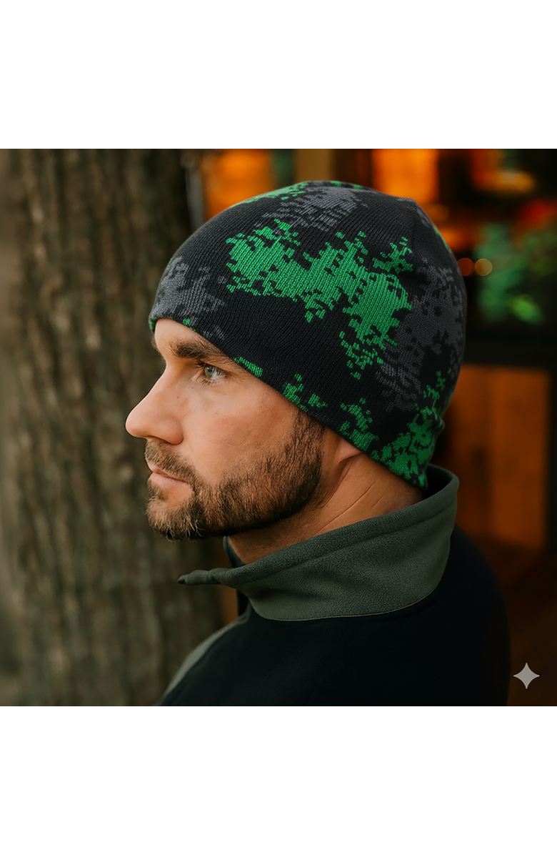 Kanut Sports Bolton Men's Camo Beanie, Alternate, color, Black Grey Green