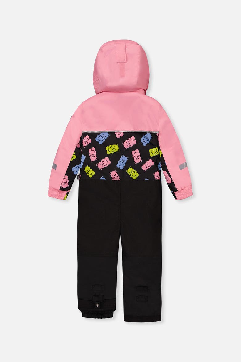 Play Gummy Bear Hood & Expandable Sleeve One Piece Snowsuit, Alternate, color, Black Gummy Bear Print