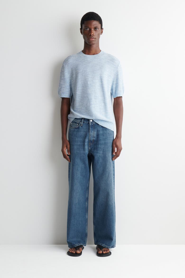 Relaxed Bouclé-knit T-shirt, Alternate, color, BLUE MÉLANGE