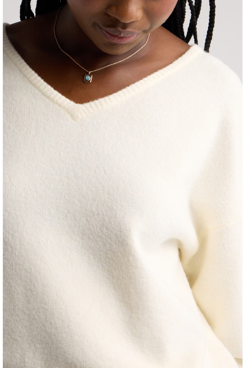 V-Neck Cozy Sweater, Alternate, color, IVORY ANTIQUE