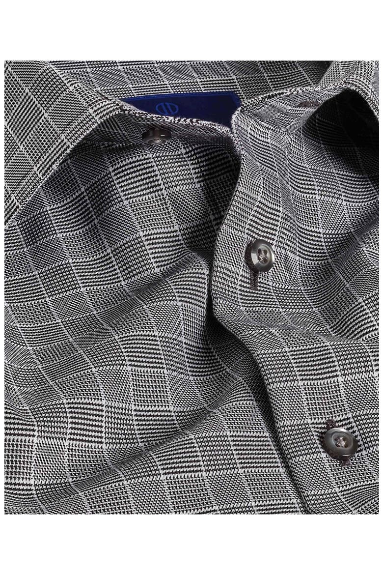 Trim Fit Check Dress Shirt, Alternate, color, BLACK