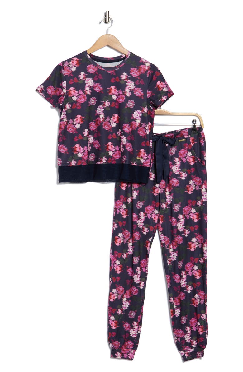 Ted Baker T-Shirt & Joggers Pajamas, Alternate, color, Peony Glitched