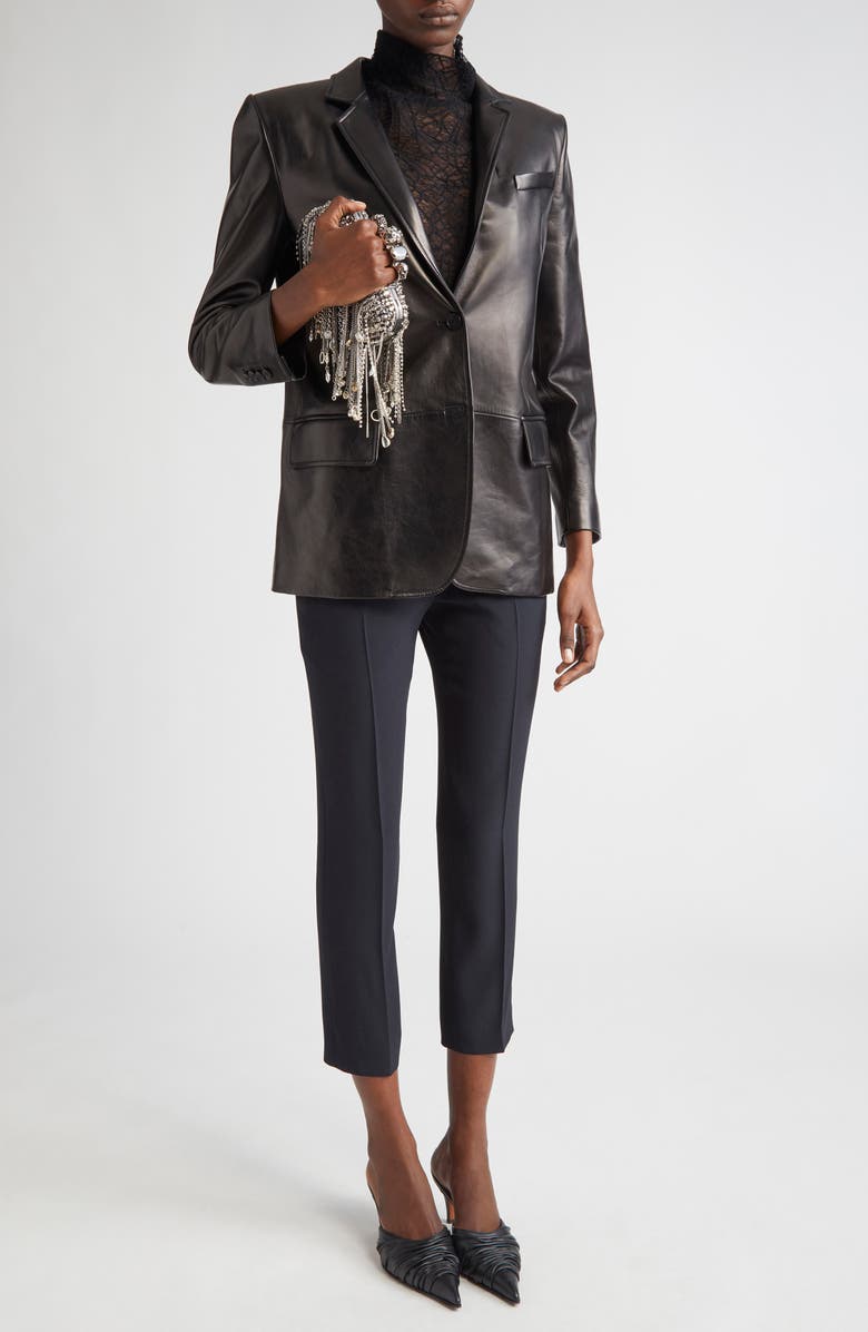 McQueen Tailored Leather Jacket, Alternate, color, Black