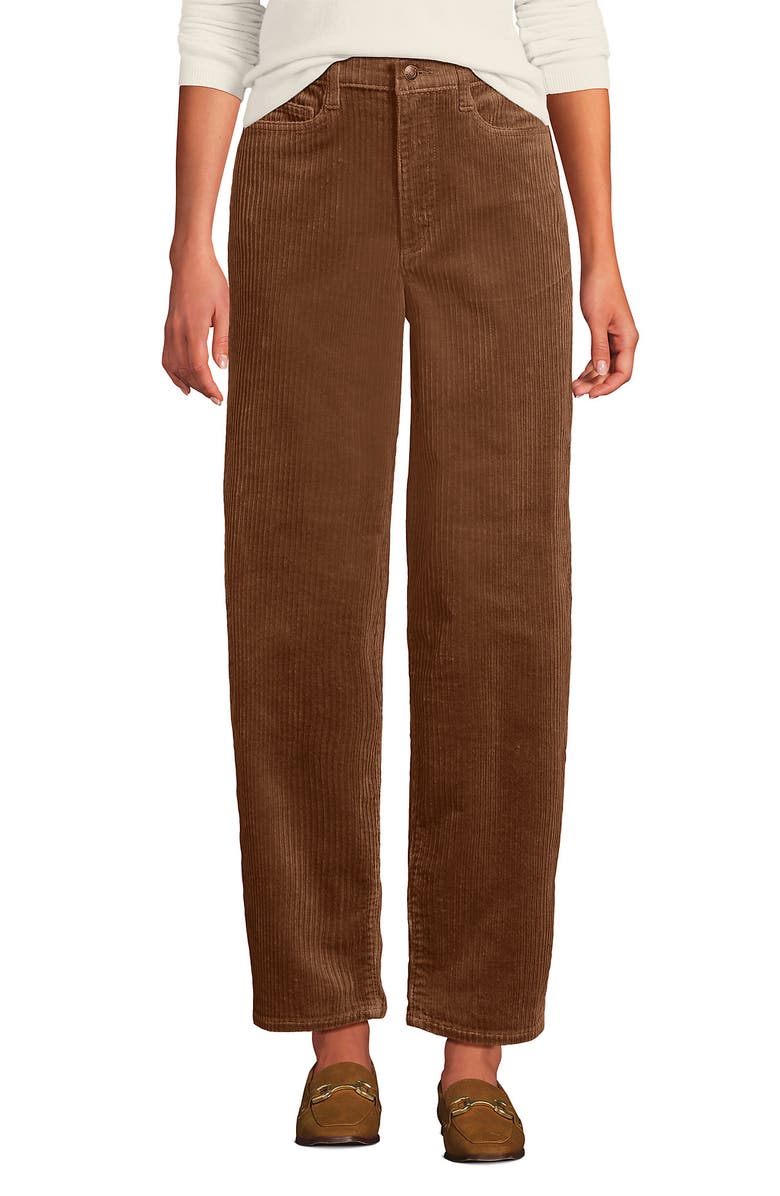 Lands' End Corduroy High Rise Barrel Leg Ankle Pants, Alternate, color, 