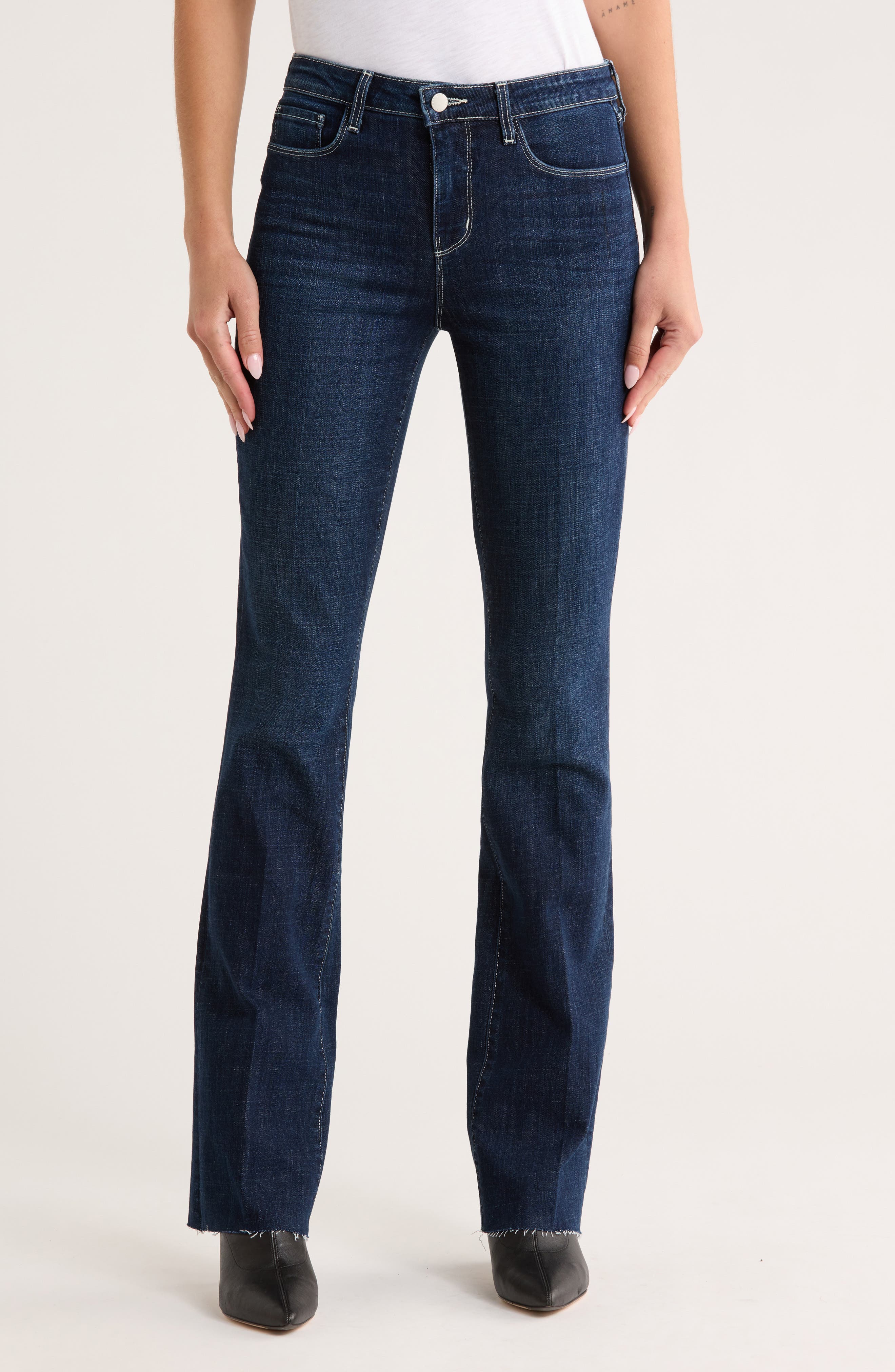 L'AGENCE Ruth High Waist Raw Hem Straight Leg Jeans