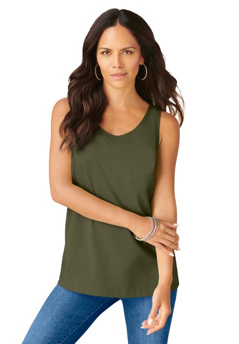 Plus Size Cotton Scoopneck Tank Top (Plus)