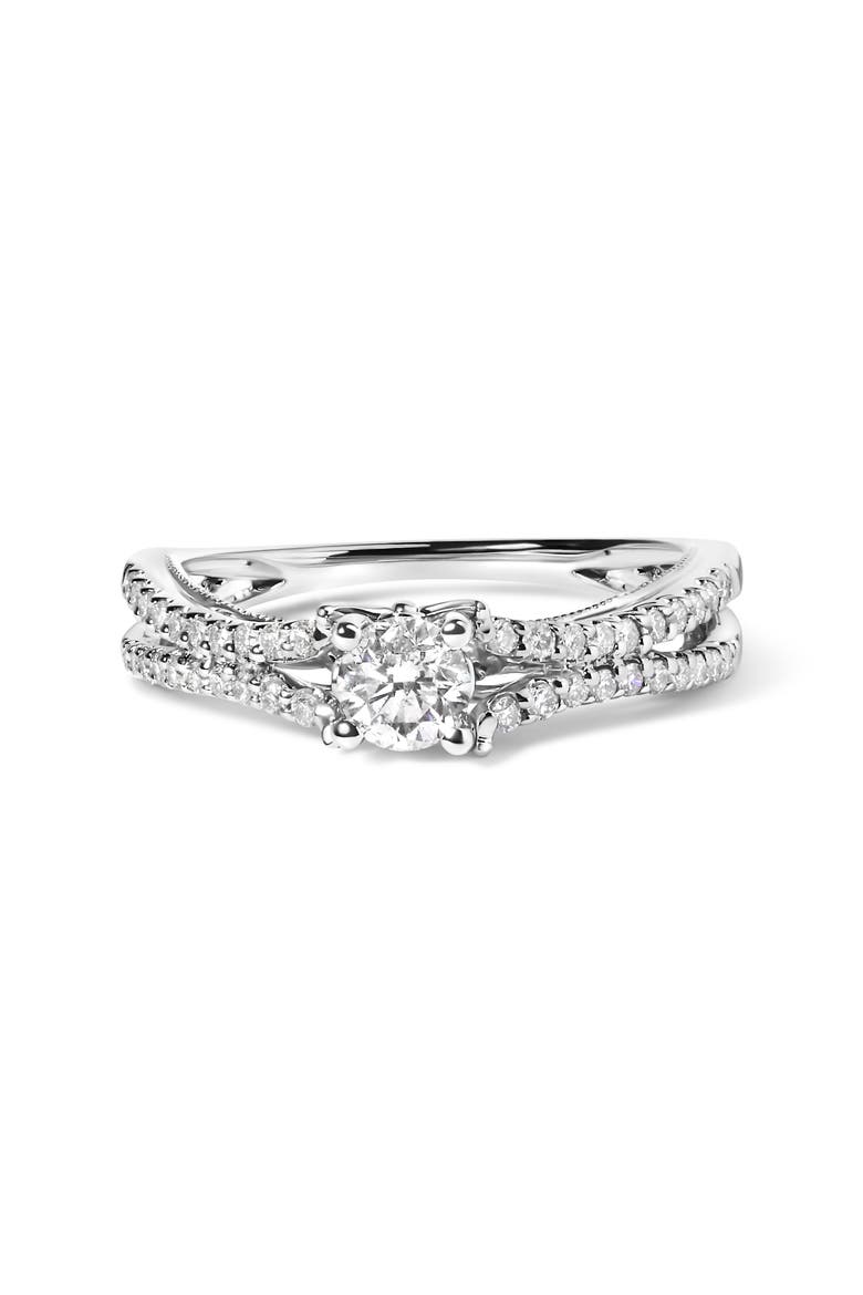 14K White Gold 5/8 Cttw Diamond Split Shank Engagement Ring, Main, color, White