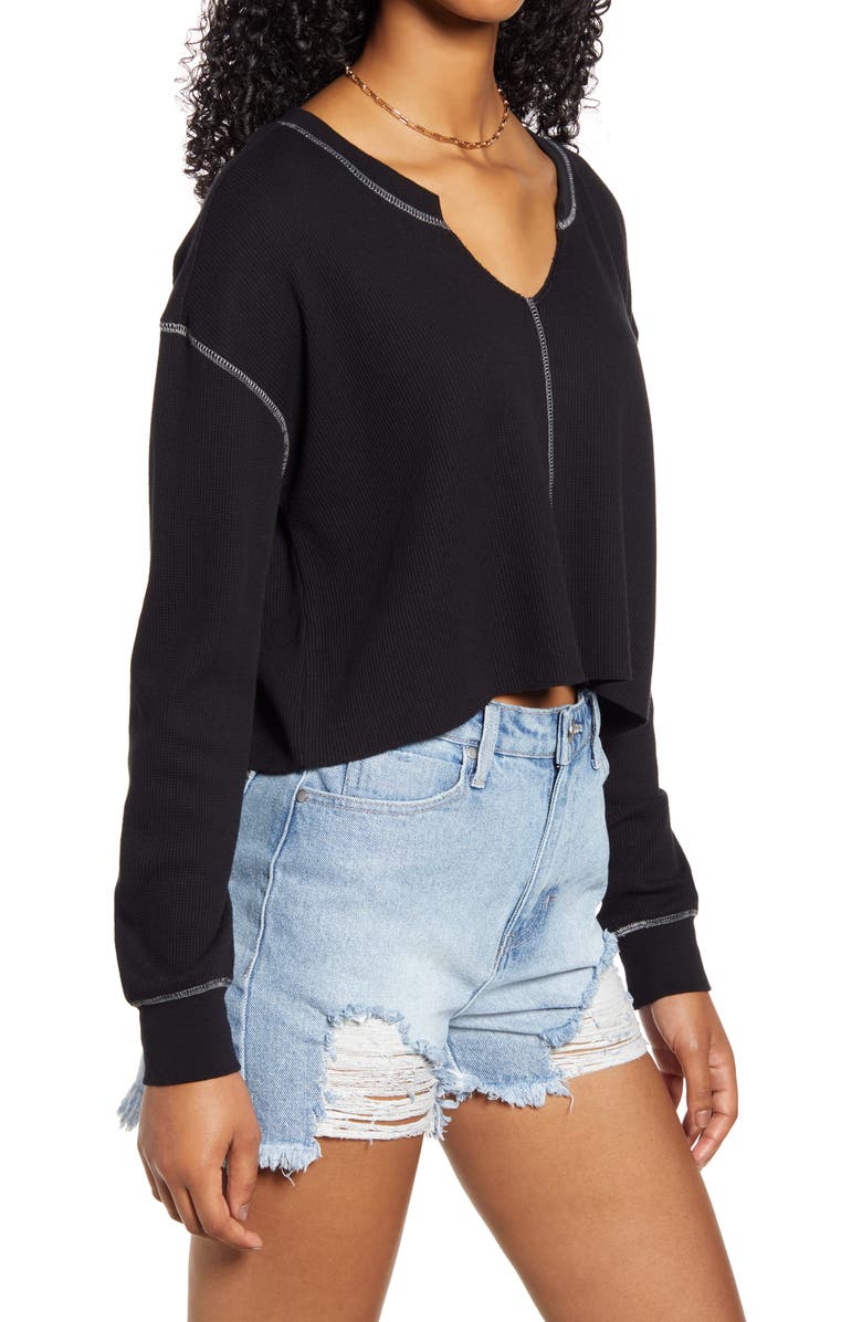 BP. Split Neck Thermal Crop Top, Alternate, color, 