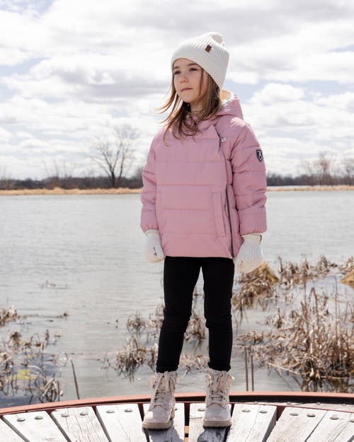 Deux Par Deux Compressible Winter Puffy Coat Designed For Car Seat In Pink