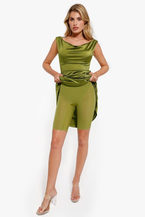 Popilush Shapewear Convertible Shine Sculpting Mermaid Dress In Green