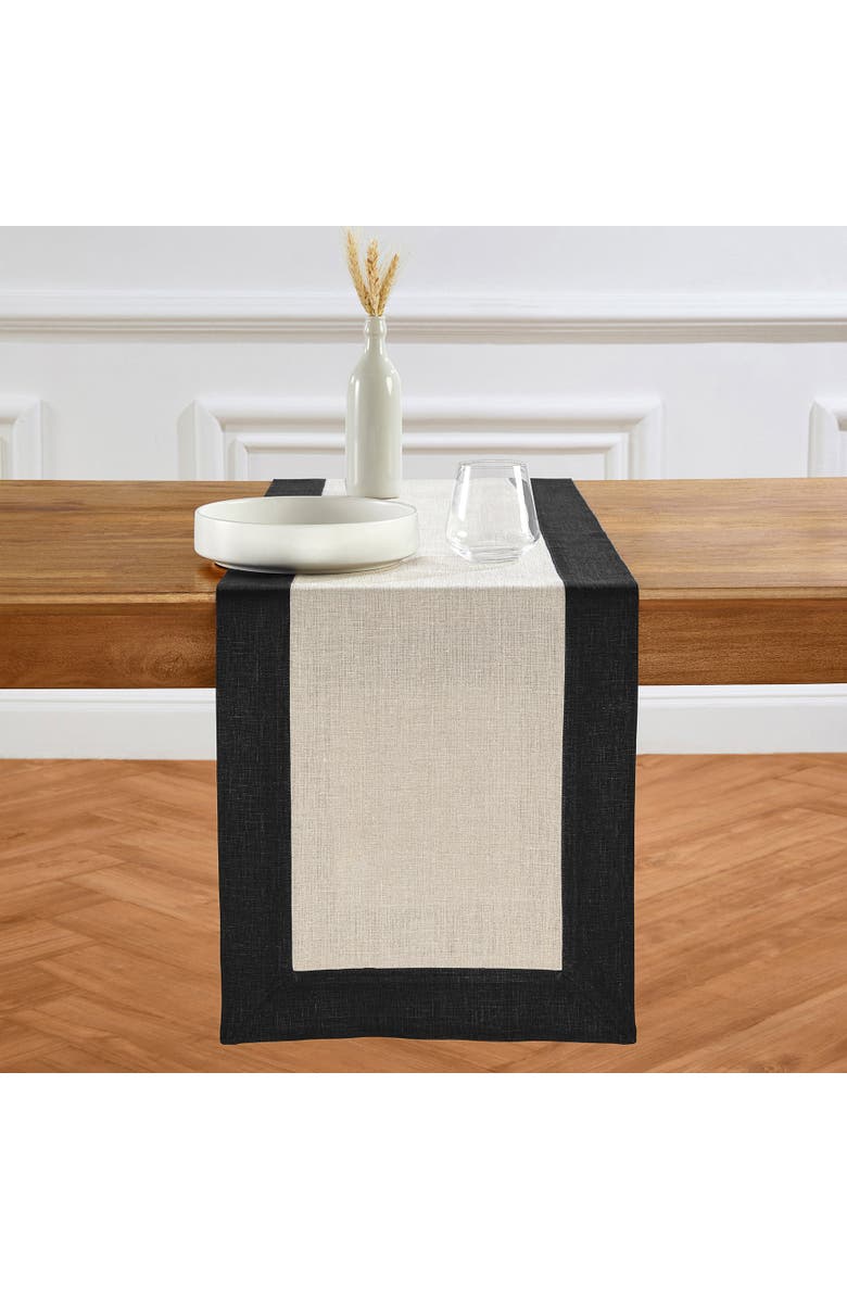 Solino Home Linen Table Runner for Dining Table, Holiday and Everyday Table Decor - Contempo, Main, color, Black And Natural