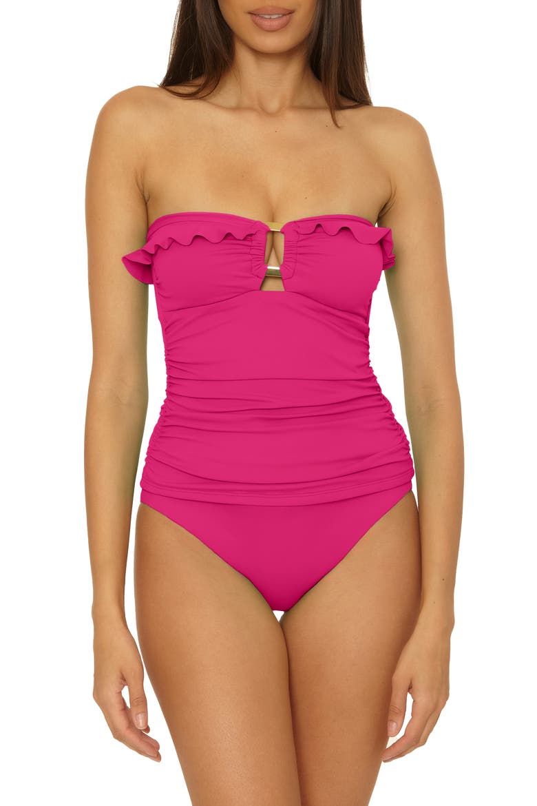 Sun Goddess Tankini Top, Alternate, color, HOT PINK