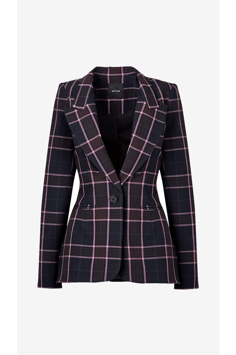 Hourglass Blazer, Alternate, color, Fig Plaid
