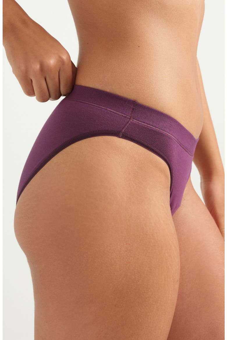 Period & Leakproof Regular Absorbency Comfort Bikini, Alternate, color, DEEP PLUM
