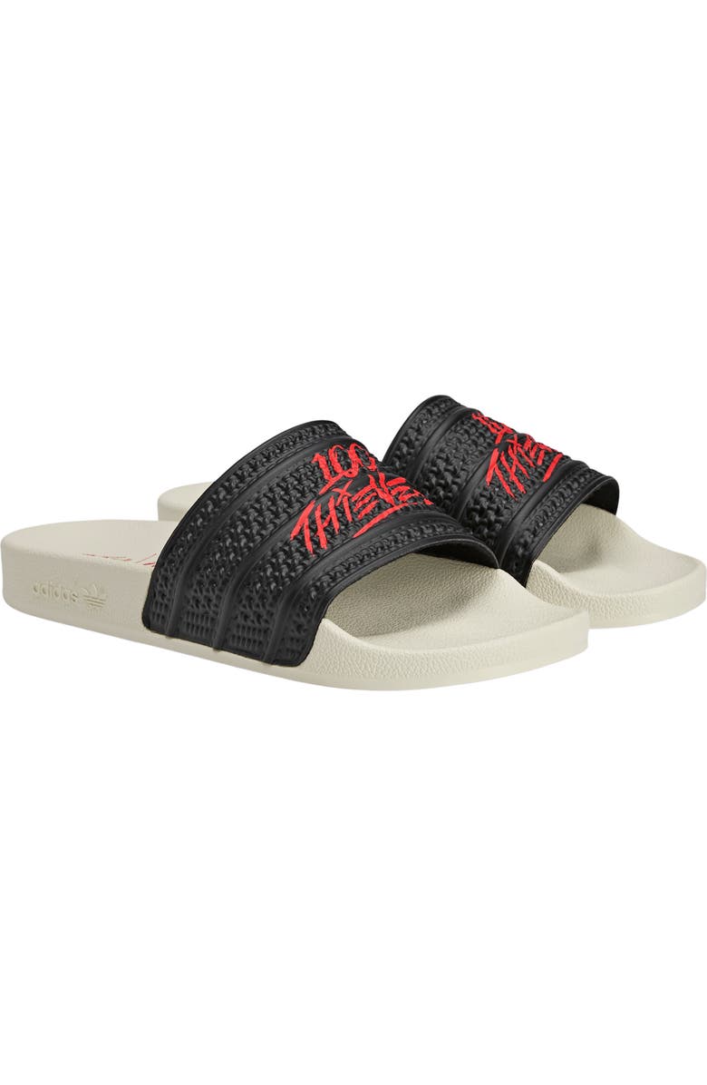 adidas 100T Adilette Comfort Slide Sandal, Main, color, Core Black/ Core Black
