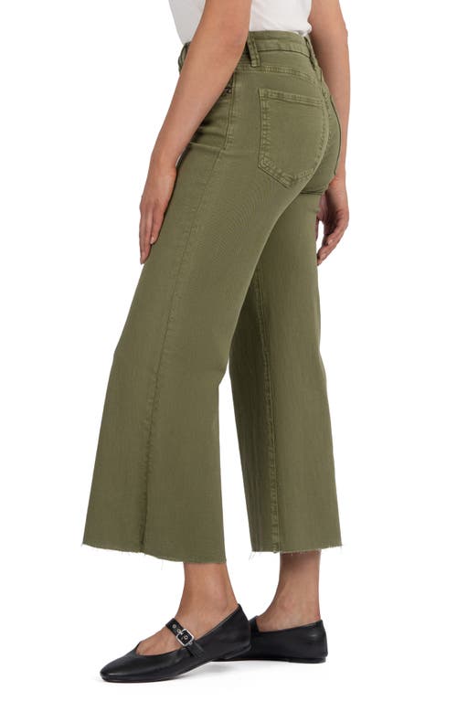 Kut From The Kloth Meg Fab Ab Raw Hem High Waist Ankle Wide Leg Jeans In Olive