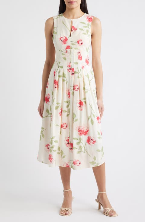 Floral Pintuck Waist Dress