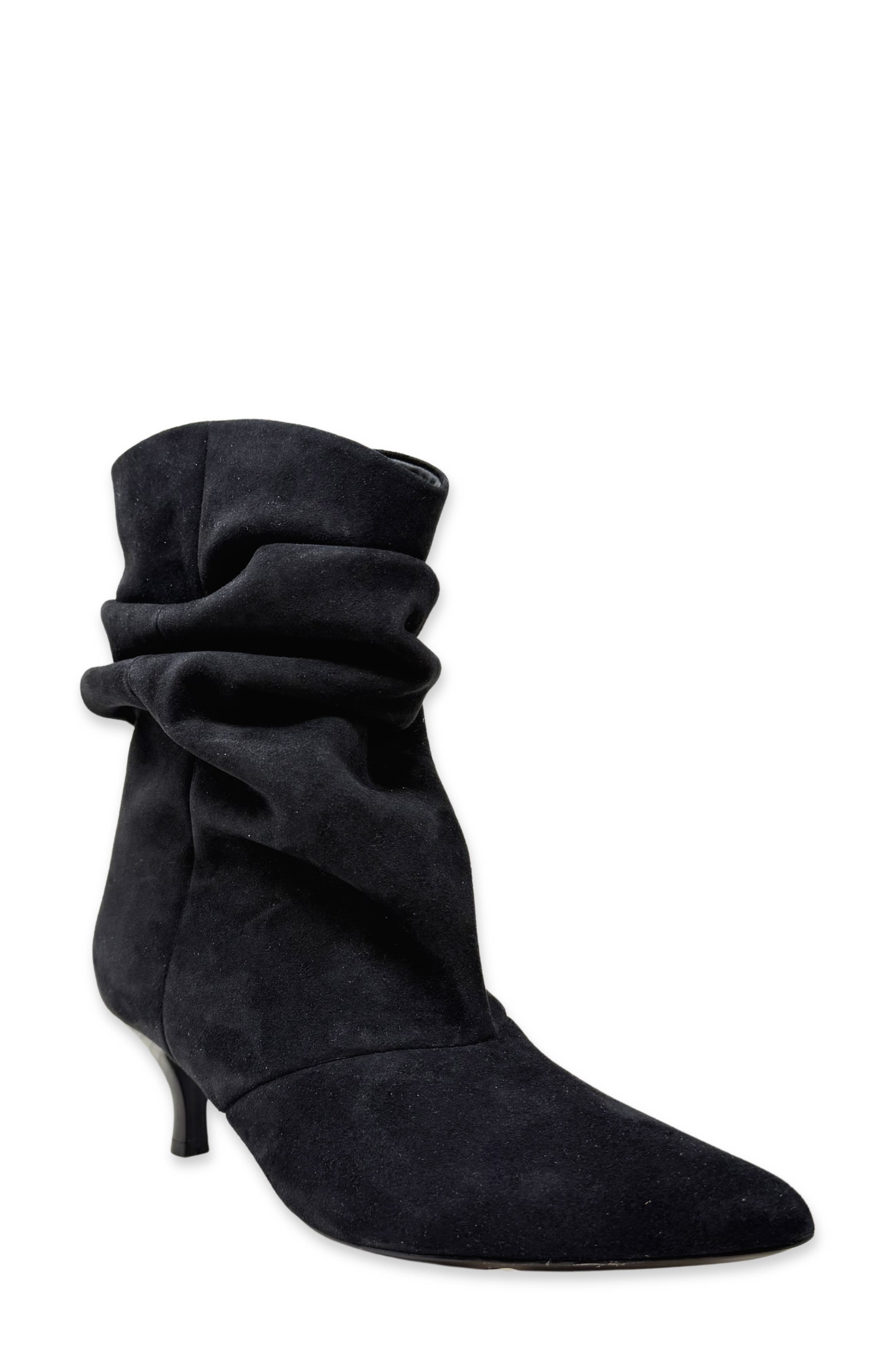 Venetia Slouchy Faux Leather Bootie, Main, color, BLACK SUEDE