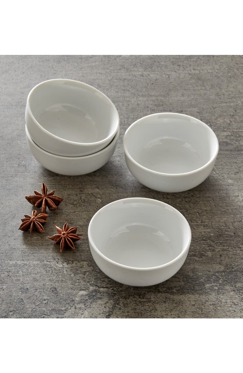 tag Whiteware Round Bowl Set of 4 Porcelain Dinnerware, Alternate, color, White